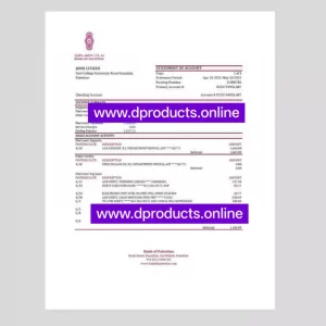 Palestine Bank Statement PDF Template