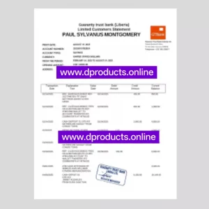 Liberia Bank Statement PDF Template
