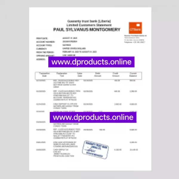 Liberia Bank Statement PDF Template